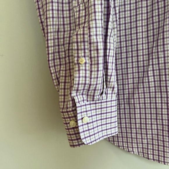 Peter Millar 100% Linen Sport Long Sleeved Button-Up Shirt, Purple/Tan, XL - Picture 3 of 6